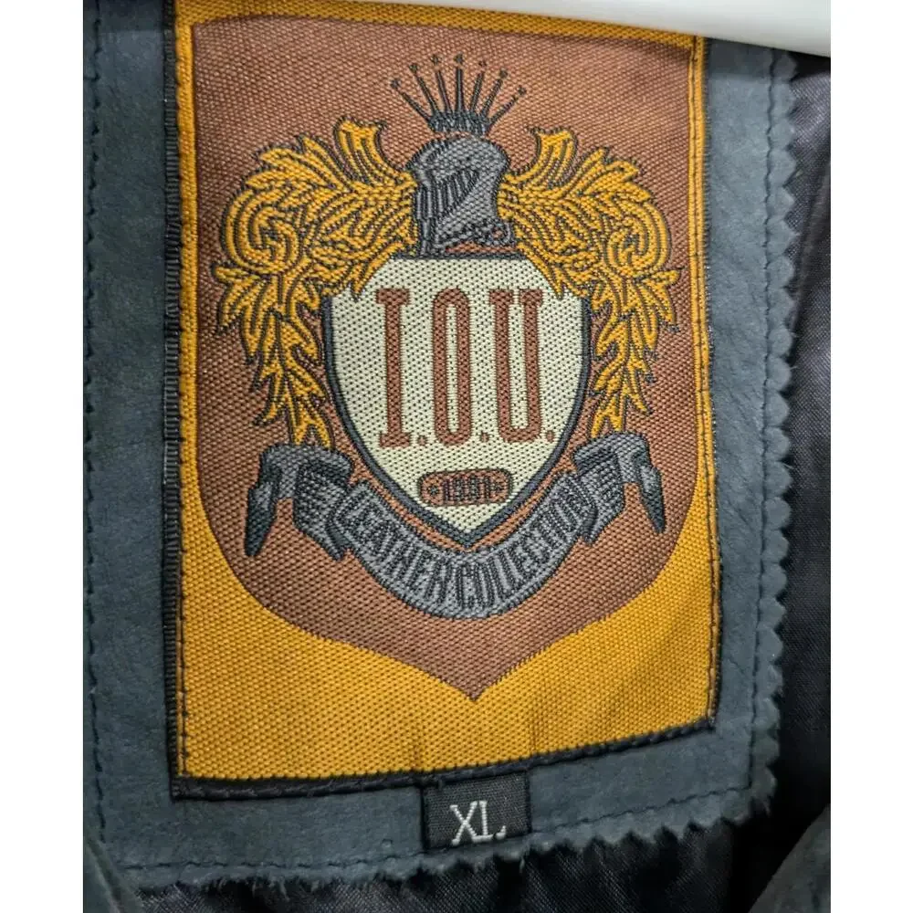 VINTAGE Mens I.O.U Leather Collection Blue Leather Lined Trench Coat Size XL‎